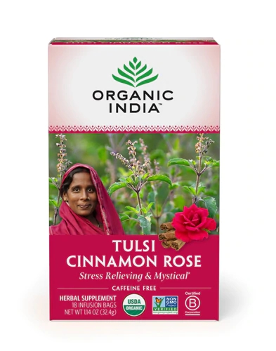Chá Tulsi Orgânico India Canela Rosa - 18 Saquinhos 30g: Bem-Estar e Sabor Natural