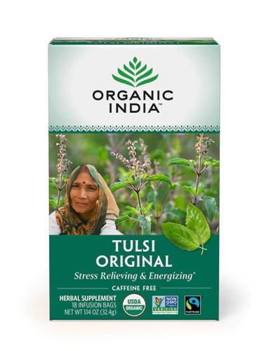 Chá de Tulsi Orgânico India Original - 18 Sachês - Erva Sagrada Indiana para Bem-Estar e Saúde