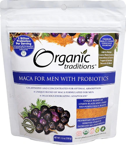 Maca Peruana Para Homens Organic Traditions com Probióticos - 150g