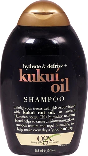 Organix Hydrate & Defrizz Shampoo com Óleo de Kukui - 385ml para Cabelos Hidratados e Sem Frizz