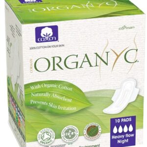 Organyc Absorventes Noturnos com Algodão Orgânico - Fluxo Intenso - 10 Unidades