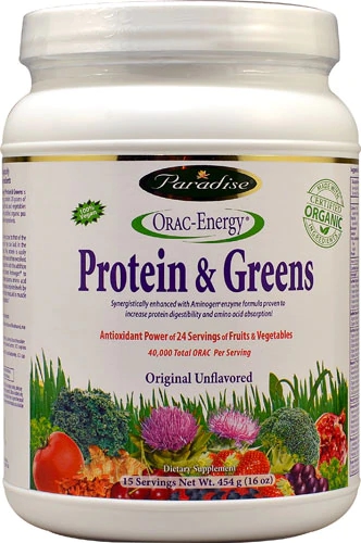 Paradise Herbs ORAC-Energy Proteína e Verdes Original Sem Sabor 454g