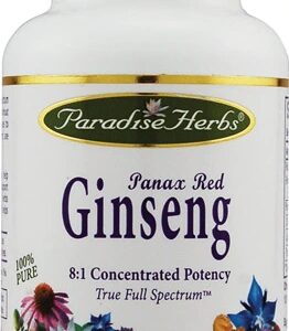 Paradise Herbs Panax Red Ginseng - 60 Cápsulas Vegetarianas - Energia e Vitalidade