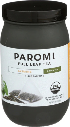 Chá Verde com Jasmim Paromi Tea Folha Integral - 15 Sachês Biodegradáveis (33g)