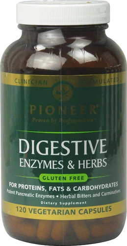 Pioneer Digestive Enzymes & Herbs Sem Glúten - 120 Cápsulas Vegetarianas