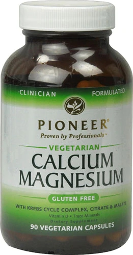 Pioneer Vegetarian Cálcio Magnésio Sem Glúten - 90 Cápsulas Vegetarianas