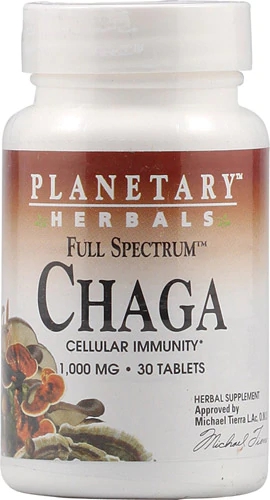 Planetary Herbals Chaga Full Spectrum 1000mg - 30 Comprimidos - Suplemento de Bem-Estar