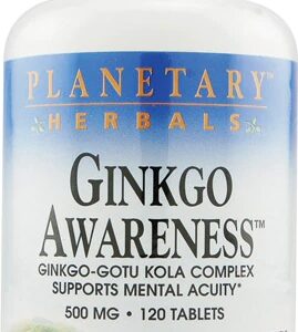 Planetary Herbals Ginkgo Awareness 500mg - 120 Comprimidos para Memória e Foco