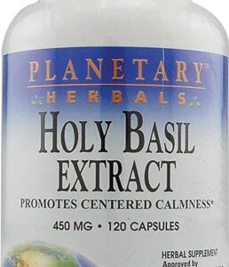 Planetary Herbals Extrato de Tulsi Sagrado (Manjericão Indiano) - 450mg - 120 Cápsulas