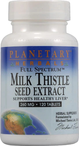 Planetary Herbals Extrato de Cardo Mariano 260mg - 120 Comprimidos - Suporte Hepático Natural