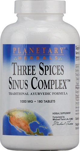 Planetary Herbals Three Spices Sinus Complex 1000 mg - 180 Comprimidos - Suporte Respiratório Natural