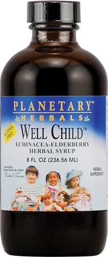 Xarope Herbal Planetary Herbals Well Child Echinacea-Elderberry 237ml para Bem-Estar Infantil