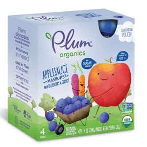 Plum Organics Applesauce Mashups® Blueberry & Carrot -- 4 Pouches