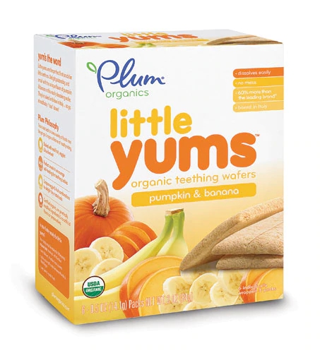 Plum Organics Little Yums Bolachas Mordedoras Abóbora e Banana Orgânicas - 18 Unidades