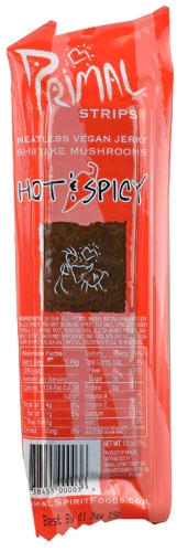 Jerky Vegano Hot & Spicy Primal® Strips - Primal Spirit Foods - 28g