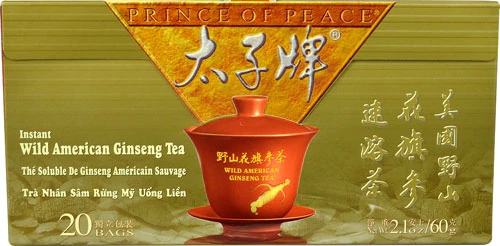 Chá Instantâneo de Ginseng Americano Selvagem Prince of Peace - 20 Sachês (Aprox. 34g)