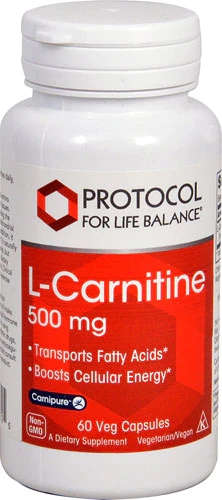 L-Carnitina 500mg Protocol For Life Balance - 60 Cápsulas Veganas