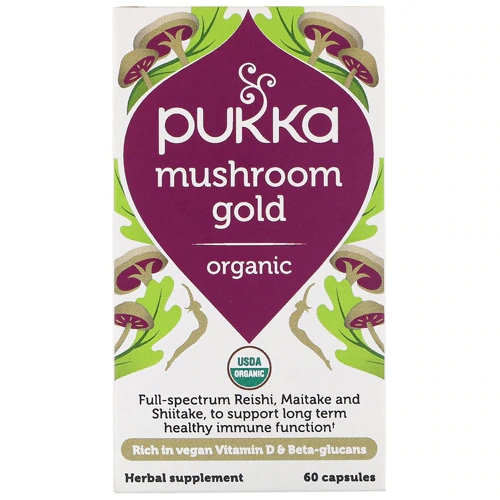 Pukka Mushroom Gold Orgânico - 60 Cápsulas: Potencialize sua Saúde com Cogumelos Nativos