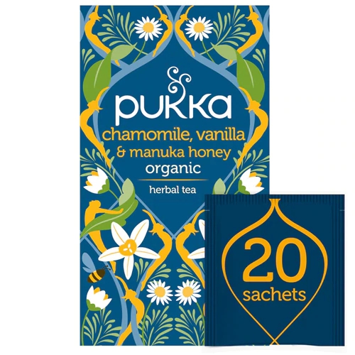 Chá Orgânico Pukka Camomila, Baunilha e Mel de Manuka - 20 Sachês (26g)