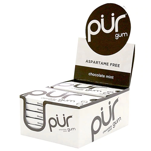 Pur Company Pur Gum Chiclete Menta Chocolate Sem Aspartame - 12 Bandejas