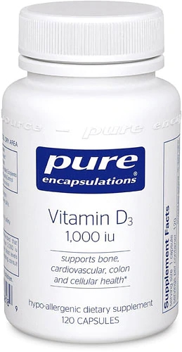 Pure Encapsulations Vitamina D3 1000 UI - 120 Cápsulas - Essencial para Imunidade e Saúde Óssea