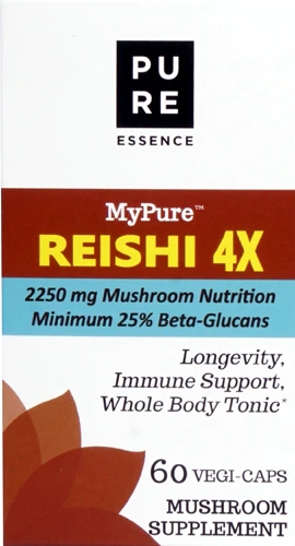 Pure Essence Labs MyPure Reishi 4X - Suplemento de Cogumelo Reishi 2250mg - 60 Cápsulas Vegetais