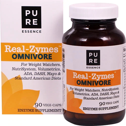 Pure Essence Labs Real-Zymes™ OMNIVORE 90 Cápsulas Veganas - Suplemento Enzimático Completo