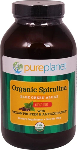 Pure Planet Spirulina Orgânica Choco-Mint - 188g - Energia e Nutrição Saudável