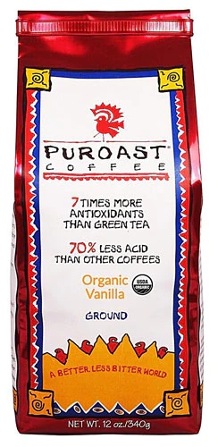 Café Moído Orgânico Puroast Baixo Ácido Sabor Baunilha 340g - Experiência Suave e Aromática