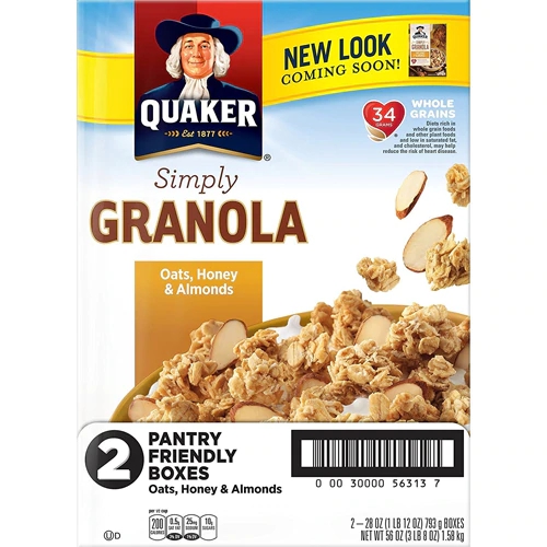 Quaker Simply Granola Aveia, Mel e Amêndoa 800g - Pacote com 2