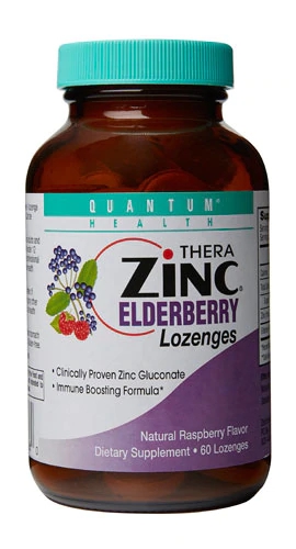 Quantum Health® Thera Zinc Elderberry Pastilhas Sabor Framboesa Natural - 60 Pastilhas