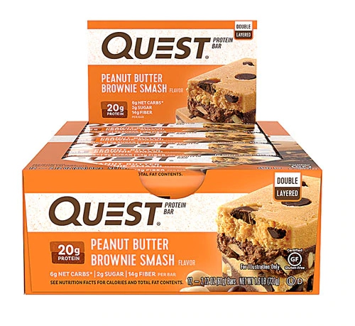 Quest Nutrition Questbar Double Layered Protein Bar Peanut Butter Brownie Smash -- 12 Bars