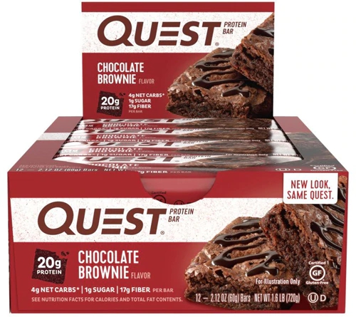 Quest Nutrition QuestBar Barra de Proteína Chocolate Brownie - 12 Unidades (Aprox. 65g cada)