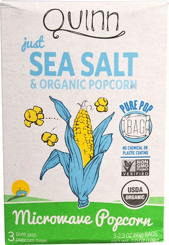 Quinn Foods Microwave Popcorn Just Sea Salt -- 3 Bags