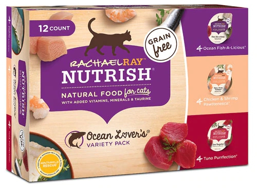 Rachael Ray Nutrish Grain Free Ocean Lover's Comida Úmida para Gatos - Pacote com 12 Copos (Aprox. 85g cada)
