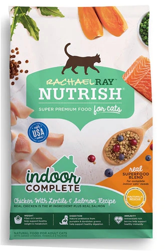Rachael Ray Nutrish® Indoor Complete Super Premium 1,36 kg - Frango com Lentilhas e Salmão para Gatos