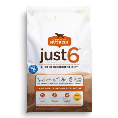 Ração Rachael Ray Nutrish Just 6 Cordeiro e Arroz Integral 10.4kg para Cães Adultos