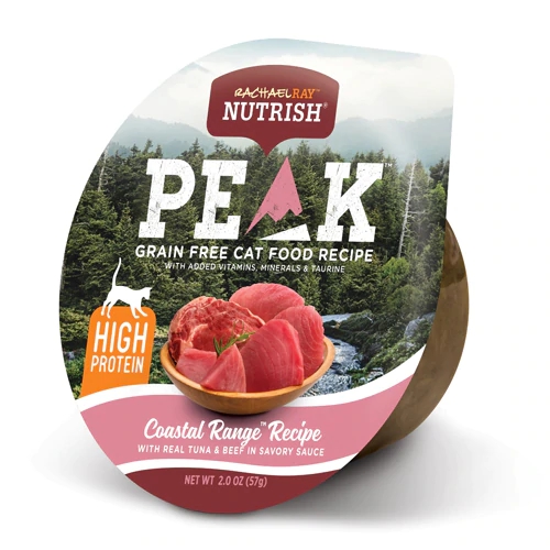 Rachael Ray Nutrish Peak Comida Úmida para Gatos Sabor Atum e Carne em Molho - 24 Pacotes de 57g Cada