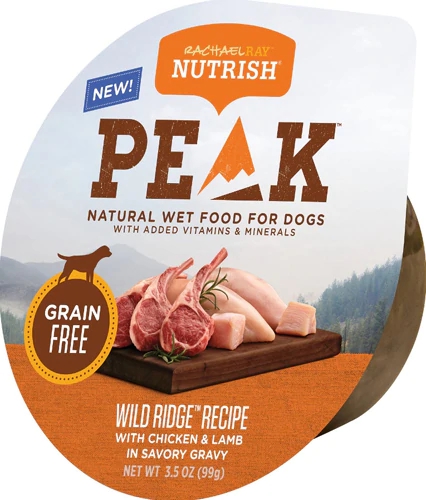 Rachael Ray Nutrish Peak Cão Frango e Cordeiro em Molho - 99g (Pack 16 Unidades)