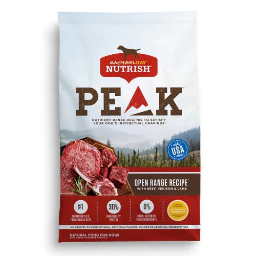 Rachael Ray Nutrish Peak Receita Open Range Carne Bovina, Veado e Cordeiro - 5.44 kg