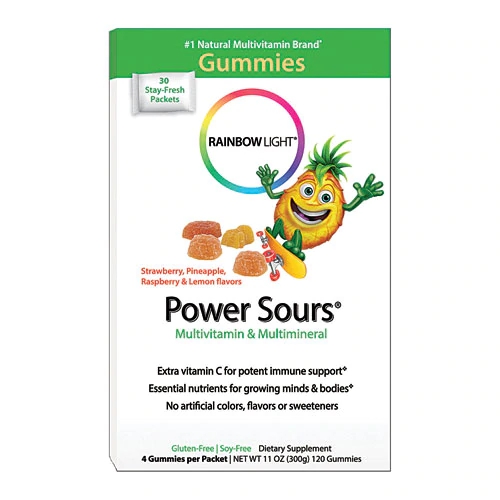 Rainbow Light Gummy Power Sours Multivitamínico e Multimineral Frutas Azedas - 30 Sachês Individuais (aprox. 60g)