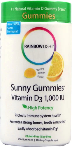 Rainbow Light Sunny Gummies Vitamina D3 Limão 1000 UI - 100 Gomas