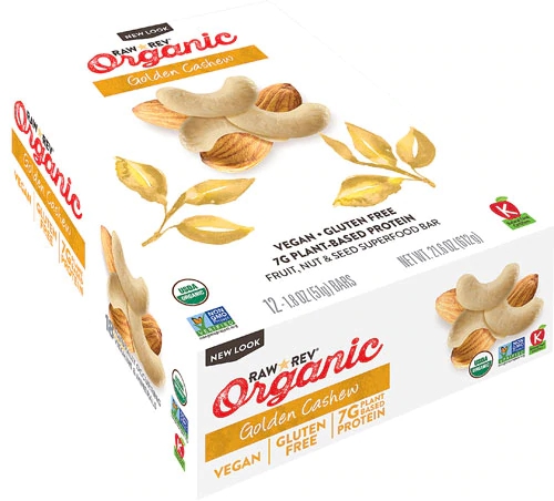 Barra de Frutas, Nozes e Sementes Orgânicas RAW REV Golden Cashew - 12 Barras (Aprox. 57g cada)