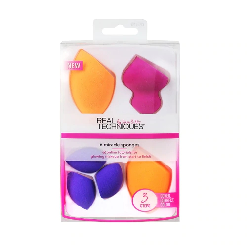Real Techniques Miracle Sponges - Kit com 6 Esponjas para Maquiagem Profissional