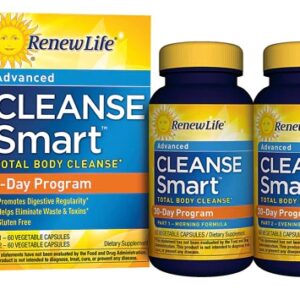 Renew Life Adult Cleanse CleanseSMART™ Total Body Cleanse Advanced - Programa de 30 Dias - 120 Cápsulas Vegetais