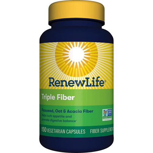 Renew Life Adult Fiber Supplement - 150 Cápsulas Vegetais - Suplemento de Fibras Tripla Ação