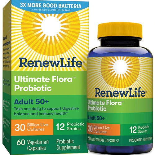 Probiótico Adulto Renew Life Ultimate Flora 50+ 30 Bilhões 60 Cápsulas Vegetarianas