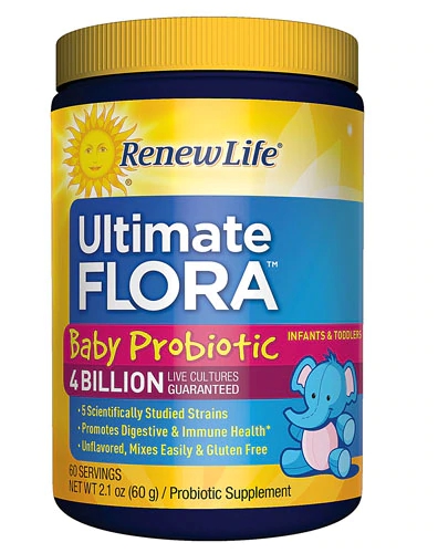 Renew Life Baby Probiotic Ultimate Flora 4 Bilhões - 59.5g para Saúde Digestiva Infantil