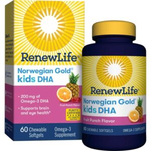 Renew Life Kids DHA Ômega-3 Sabor Frutas Vermelhas - 60 Gomas Mastigáveis