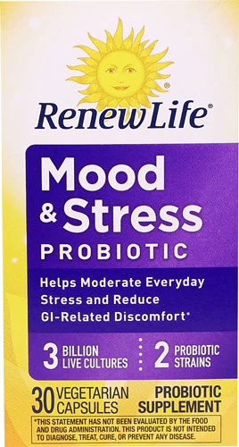 Renew Life Mood & Stress Probiotic - 30 Cápsulas Vegetarianas | Equilíbrio e Bem-Estar